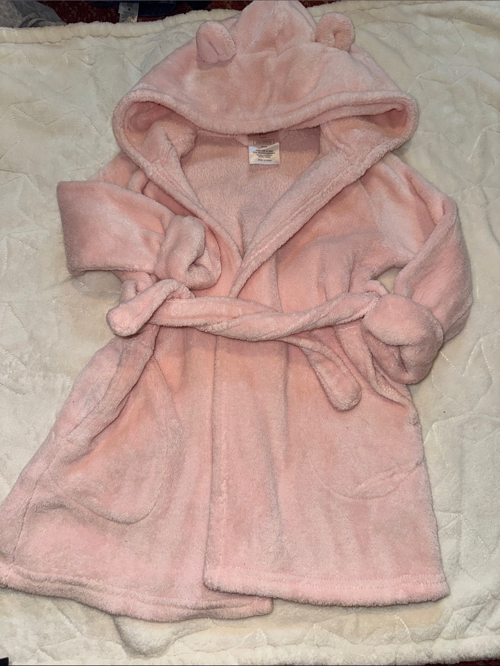 Pink Plush Hooded Bathrobe for Toddler - Gap 2 years